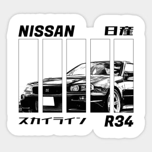 NISSAN SKYLINE GT-R R34 Black 'N White 3 Sticker